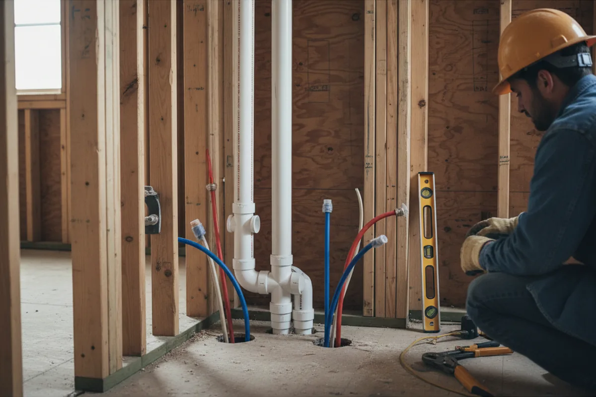 Drain and supply rough-in during Drain Cleaning in Graham